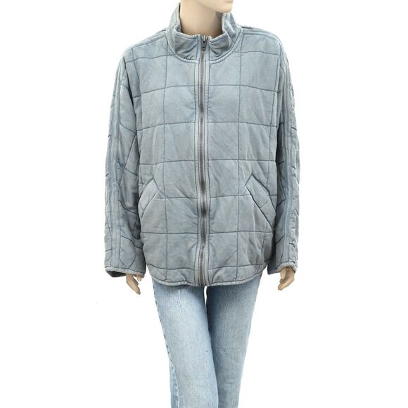 Free People Dolman Quilted Knit Jacket Top Oversized Zip-up Slouchy L NWD 277591 - Picture 5 of 10